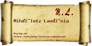 Miháletz Lavínia névjegykártya